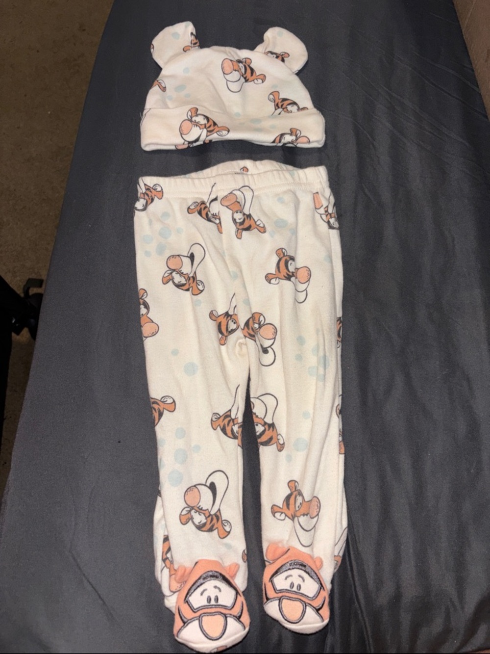 Disney White and Orange Tigger Pajama Set with Hat